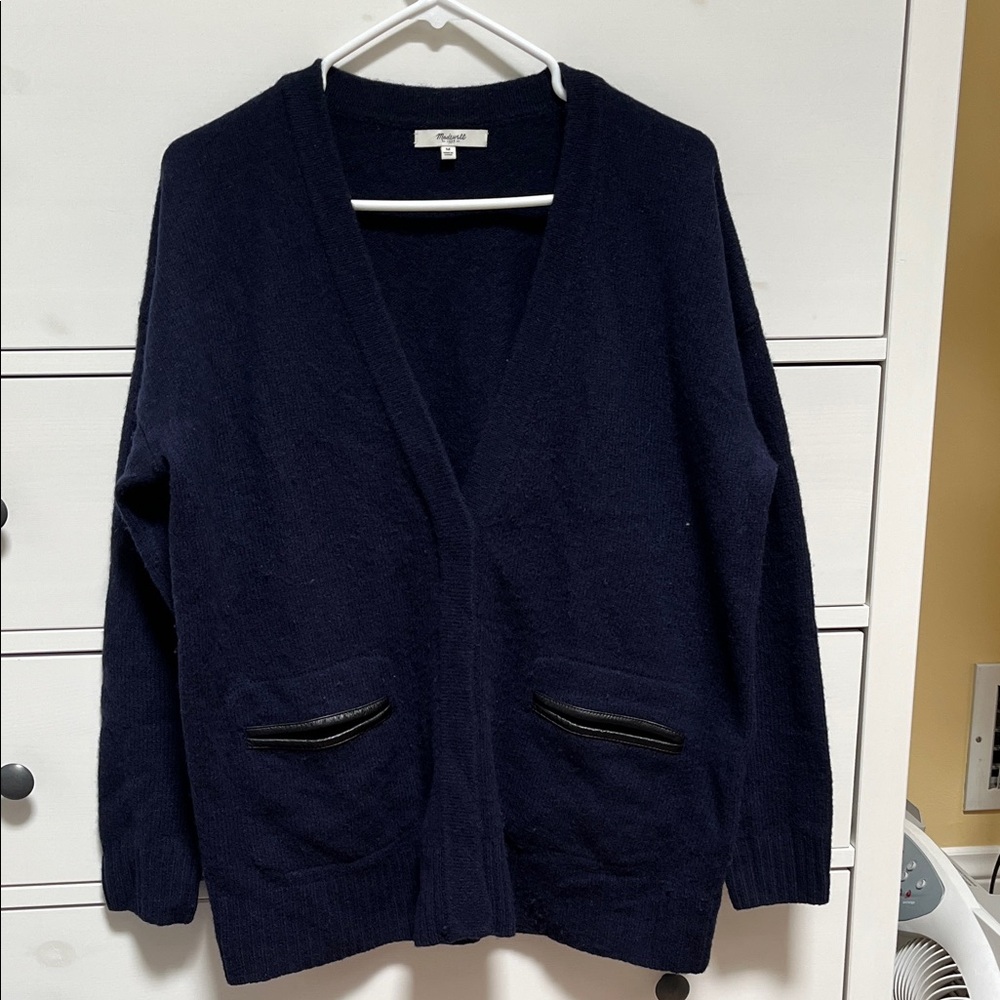 Madewell Navy Cardigan with Black Trim